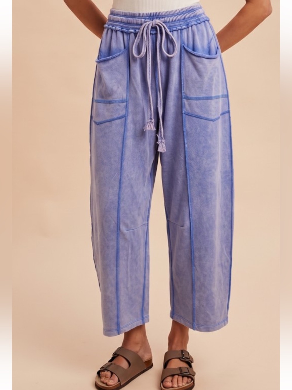 310 ❤️ periwinkle MINERAL WASH BARREL FIT UTILITY KNIT
PANTS